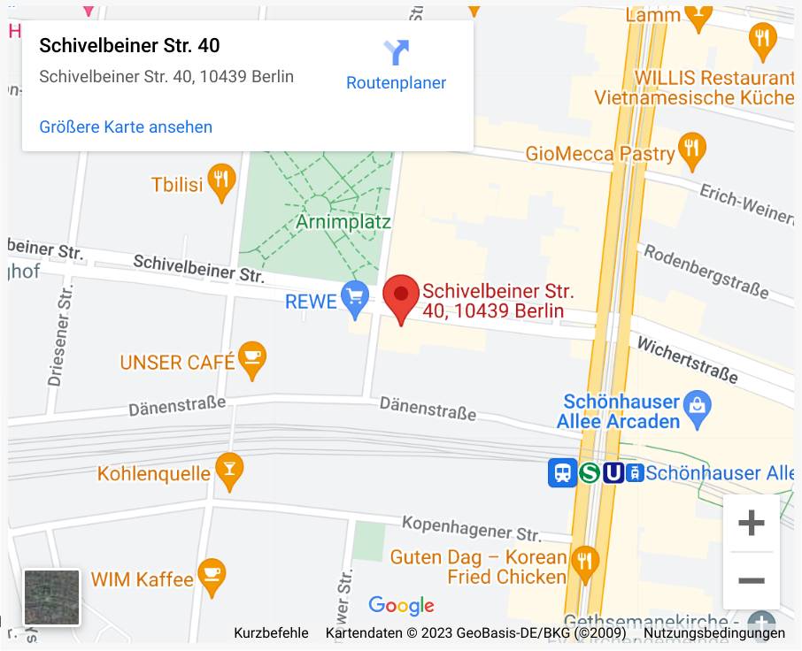 Map: Schivelbeiner Strasse 40, 10439 Berlin